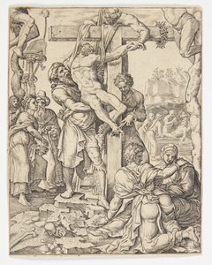 The Descent from the Cross by Ubekendt efter Dirck Volckertsz. Coornhert efter Maarten van Heemskerck