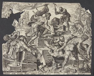 Gideon and His Men Destroying the Altar of Baal
