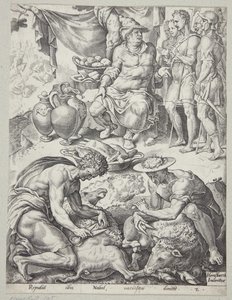 Nabal Refusing to Send Food to David by Ubekendt efter Maarten van Heemskerck