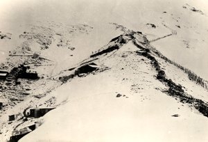 Trenches and fences on the slopes of Monte Nero during World War I