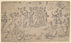 The Death of Ananias Surrounded by Apostles by Ugo da Carpi