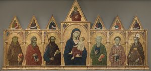 Virgin and Child with Saints Francis, Andrew, Paul, Peter, Stephen and Louis of Toulouse by Ugolino di Nerio