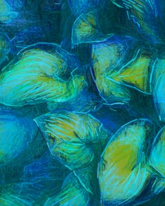 Glowing Teal Leaves by Uma Gokhale