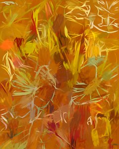 Golden Botanical Abstract by Uma Gokhale