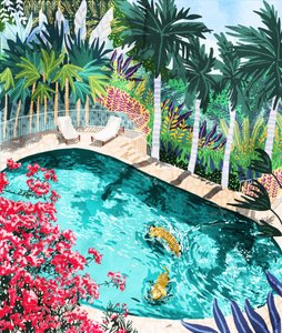 Tigers In Tropical Pool by Uma Gokhale