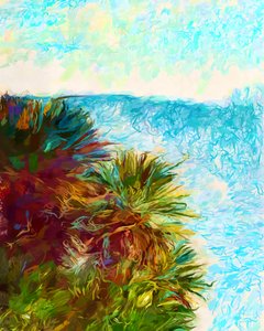 Vibrant Coastal Palms by Uma Gokhale