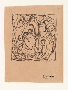 Composition Study for "The Street Pavers" by Umberto Boccioni