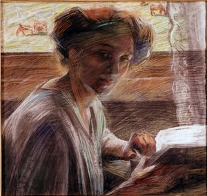 Portrait of the sister of the painter reading