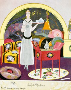 Modern-style scene, theatrical setting by Umberto Brunelleschi