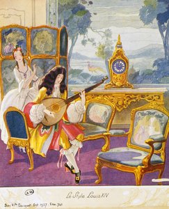 Scene in style of Louis XIV, theatrical setting