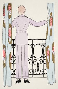 Woman in Trouser Suit at window by Umberto Brunelleschi