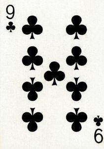 9 of Clubs from a deck of Goodall & Son Ltd. playing cards by Unbekannt