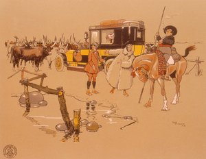 A Berliet Car Stuck in the Middle of Cattle by Unbekannt