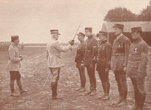 A French General Conferring Decorations on Aviators