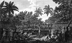 A Human Sacrifice in a Morai, in Otaheite, in the presence of Captain Cook, c1773 by Unbekannt