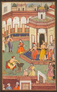 A Man Dips His Hand into a Cauldron as Ladies of the Harem Stand in Amazement, c. 1600 by Unbekannt