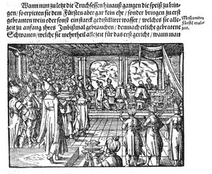 A Meal of Tsar From Die Moskouitische Chronica by S. Herberstein, 1579