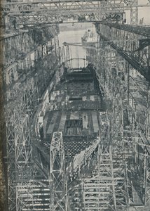 A Nest of Steel. Cunard White Star Liner Georgic in Construction