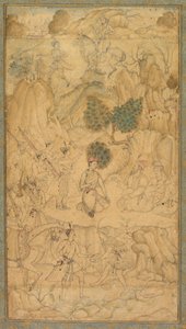 A Prince Visiting a Holy Man in a Rocky Landscape by Unbekannt