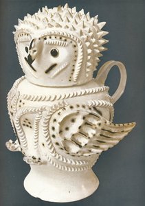 A Salt-Glaze Owl used as a jug, the head for a cup