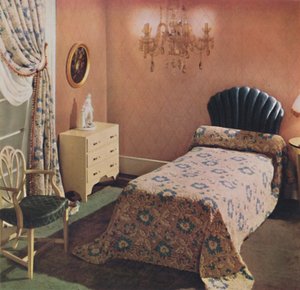A Vantona Court Bedcover Gives a Luxurious Note to This Bedroom, 1942