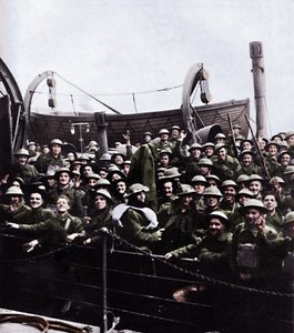 A boat of soldiers rescued from Dunkirk, 1940