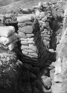 A captured German trench and bunker system, Souchez, Artois, France