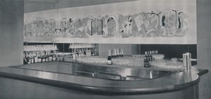 A Cocktail Bar Mural in Carved and Enamelled Linoleum in the Berkeley Hotel, Montreal by Unbekannt
