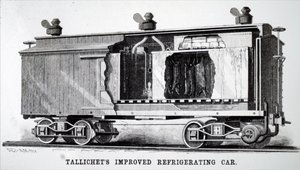 A cold storage refrigerated railroad car