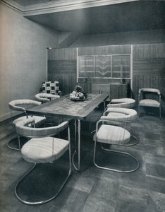 A dining-room suite, with table and chairs of steel tube. By Practical Equipment Ltd., of London by Unbekannt