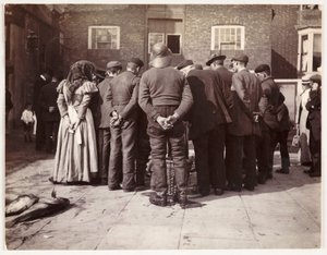A fish auction, c 1905