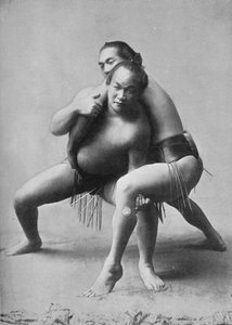A Sumo Wrestling Bout Between a Pair of Japanese Professionals