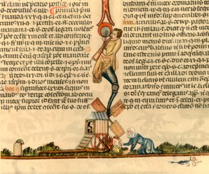 A woman setting a post mill alight, c1340, 1947 by Unbekannt