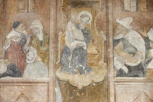 Abondance abbey church fresco: Jesus with the rabbis, Abondance, France by Unbekannt