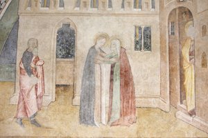 Abondance Abbey Church fresco: The Visitation, Abondance, France
