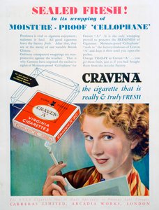 Advert for Craven A cigarettes