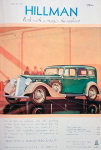 Advert for Hillman motor cars
