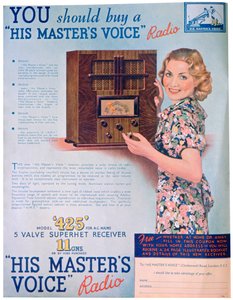 Advert for His Masters Voice radios, 1936 by Unbekannt
