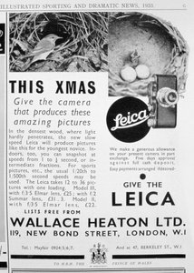 Advert for Leica cameras sold by Wallace Heaton Ltd, New Bond Street, London, 1933 by Unbekannt