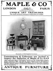 Advertisement for Maple & Co of London, sellers of antique furniture, 1901 by Unbekannt