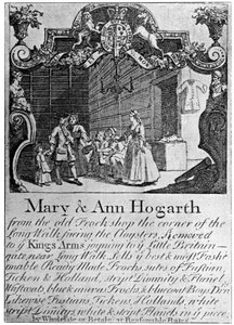 Advertisement for Mary and Ann Hogarths drapers shop by Unbekannt