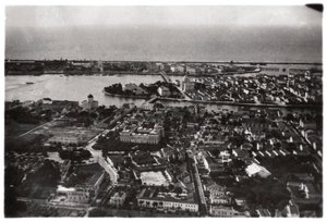 Aerial view of Recife, Brazil, from a Zeppelin, 1930-1933