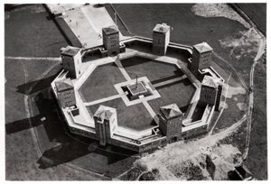 Aerial view of the Tannenberg Memorial, near Olsztynek, Poland, from a Zeppelin, c1931 by Unbekannt