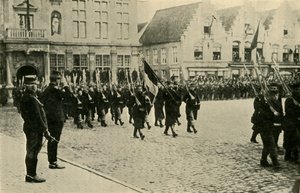 Albert I of Belgium Reviewing Troops, First World War, 1914