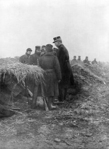 Albert I, the third King of the Belgians, visiting the trenches of Avecapelle, Belgium