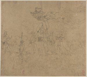 Album of Daoist and Buddhist Themes: Procession of Daoist Deities: Leaf 6, 1200s