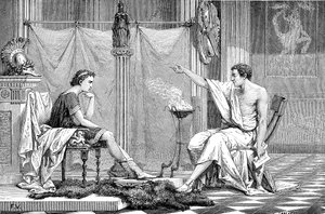 Alexander the Great as a youth, listening to his tutor Aristotle, c. 1875 by Unbekannt