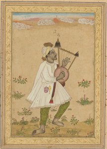 An African Lyre Player (recto), Calligraphy (verso)