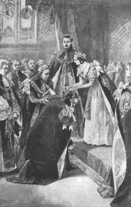 An Investiture of the Order of the Garter by Queen Victoria by Unbekannt