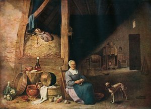 An Old Woman Peeling Pears